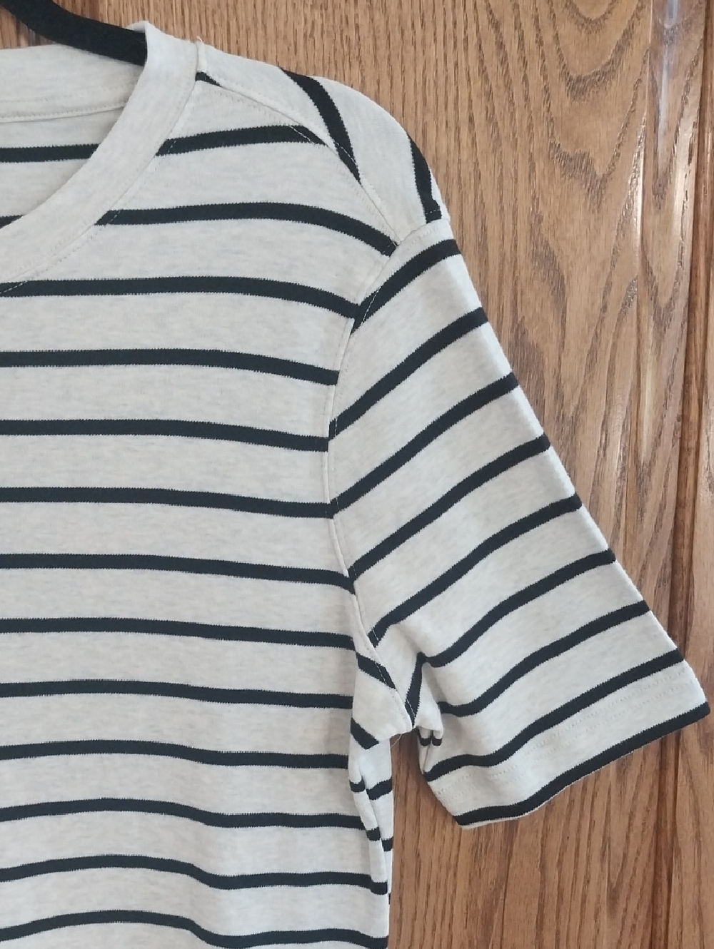 Time & Tru NWT Seamed Midi Dress Cotton Size Large 12/14 Grey Black Stripes Chic - Picture 5 of 12